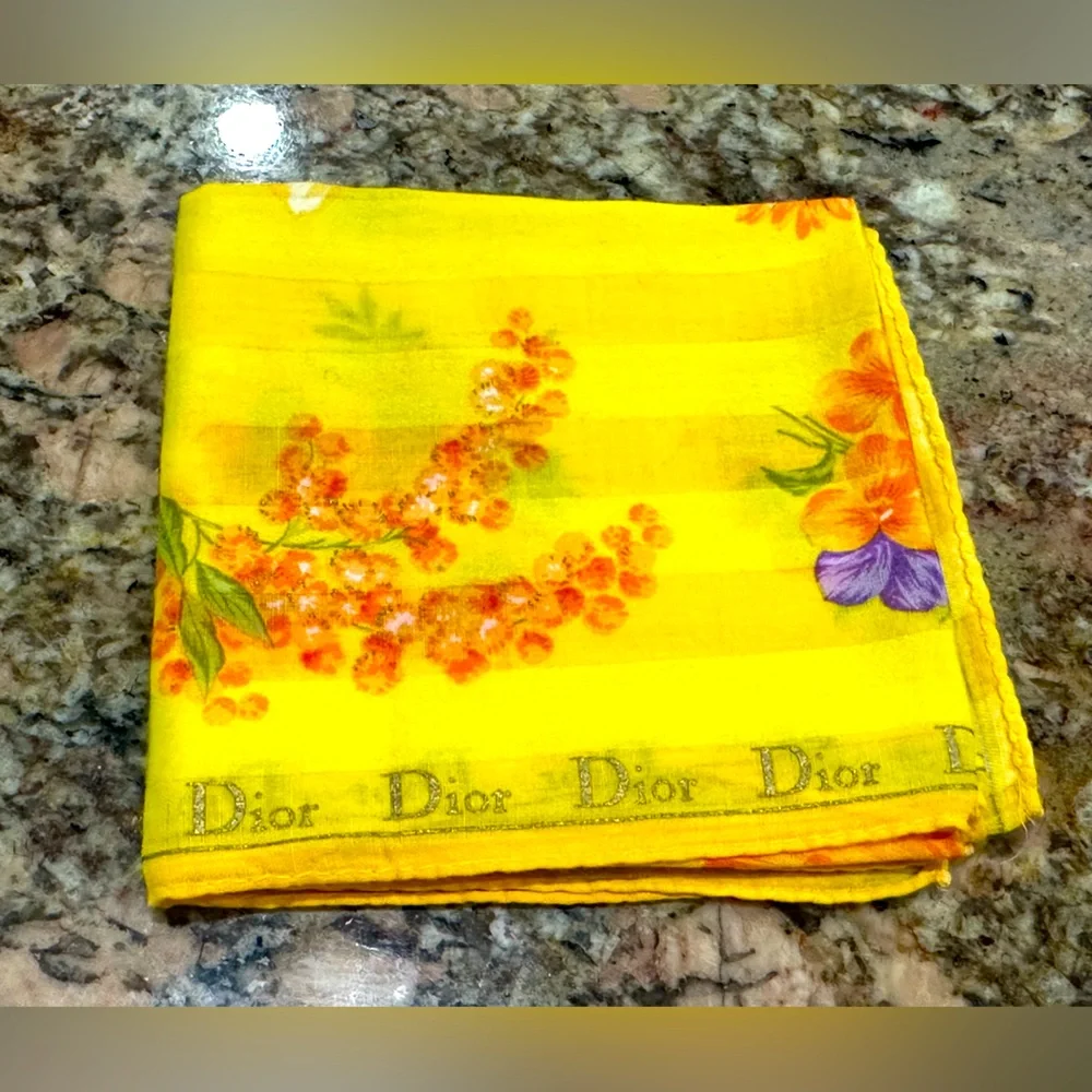 Dior Vibrant Yellow Floral Scarf